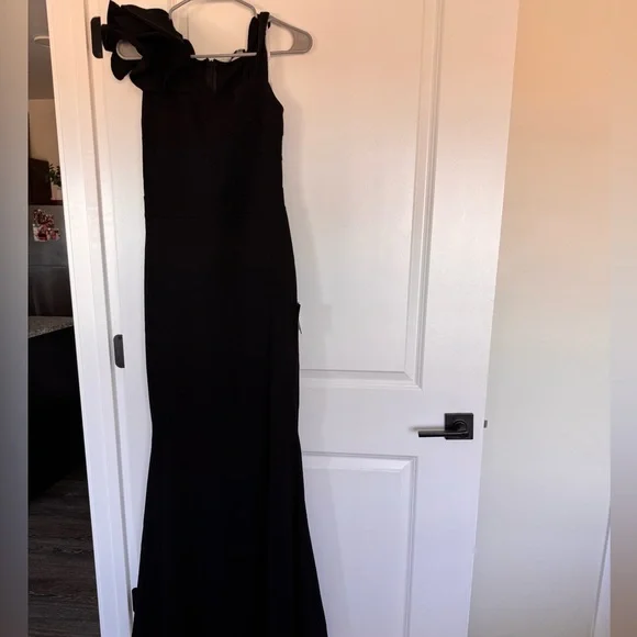 Lulus Lucette Black Sleeveless Ruffled Mermaid Maxi Dress - Size L - Picture 2 of 3